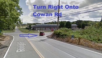 Turn onto Cowan Road