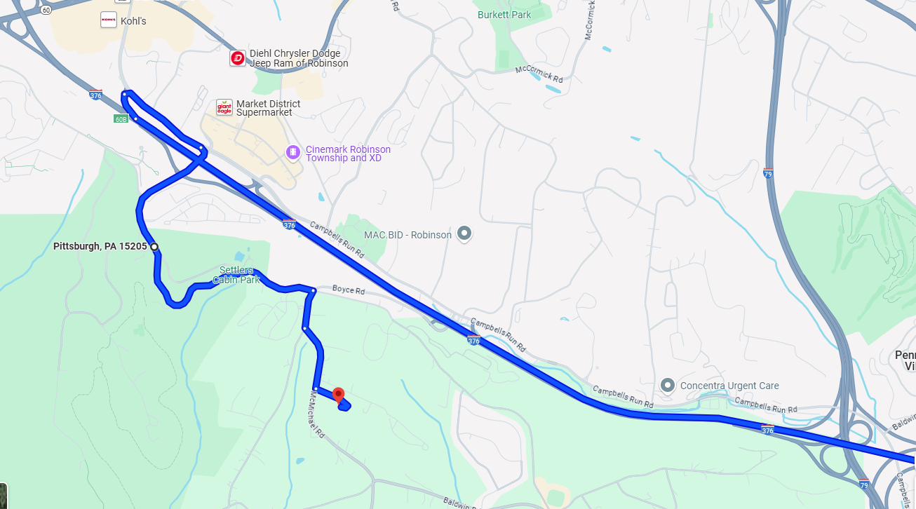 Map via the park