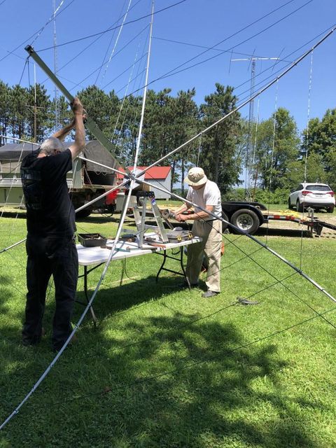 Nate N3SVJ working hard at the ill fated Hex Beam