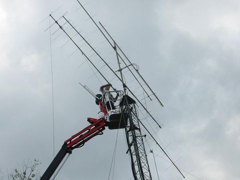 Karl working on the VHF/UHF antenna array